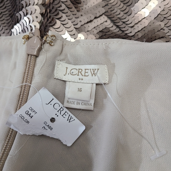 J. Crew Sequin Spaghetti Strap Slip Dress, Champagne Light Gold Dress, size 16 - Picture 13 of 15